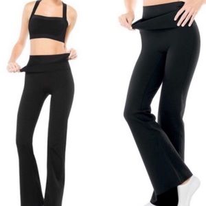 Spanx Wide Leg Yoga pants Black w/ Double Waist Band large